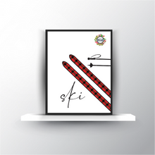 Load image into Gallery viewer, Buffalo Plaid Ski Printable Digital Download for Skier, Ski House Decor, Winter Wall Art