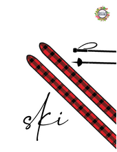Load image into Gallery viewer, Buffalo Plaid Ski Printable Digital Download for Skier, Ski House Decor, Winter Wall Art
