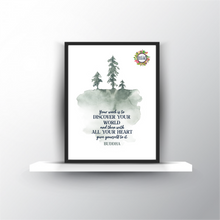 Load image into Gallery viewer, Buddha Discover Your World Quotation FREEBIE 8x10 Printable, Digital Wall Art, Room Decor, Inspirational Gift