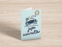 Load image into Gallery viewer, Just Married Vintage Car Couple Greeting Card Printable Digital Download