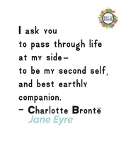 Load image into Gallery viewer, Jane Eyre Earthly Companion Quotation 8x10 FREEBIE Printable Digital Download for Wall Art, Reader Gift, Lover of Literature