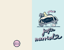 Load image into Gallery viewer, Just Married Vintage Car Couple Greeting Card Printable Digital Download