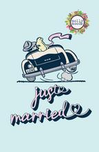 Load image into Gallery viewer, Just Married Vintage Car Couple Greeting Card Printable Digital Download