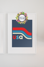 Load image into Gallery viewer, USA Retro Stripes, Printable Wall Art, Digital Design Celebrate America, Summer Olympics 2021