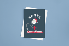 Load image into Gallery viewer, Santa Loves Nurses Greeting Card and 8.5x11 Poster FREEBIE Printable Download