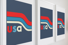 Load image into Gallery viewer, USA Retro Stripes, Printable Wall Art, Digital Design Celebrate America, Summer Olympics 2021