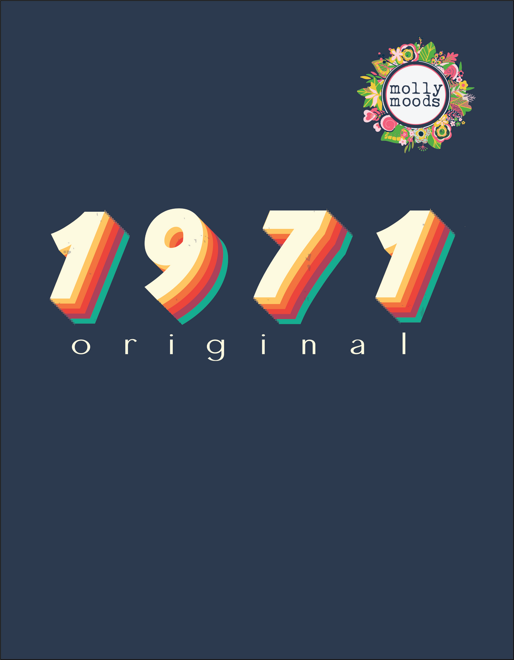 1971 Original Printable Digital Download for Retro Style 50th Birthday