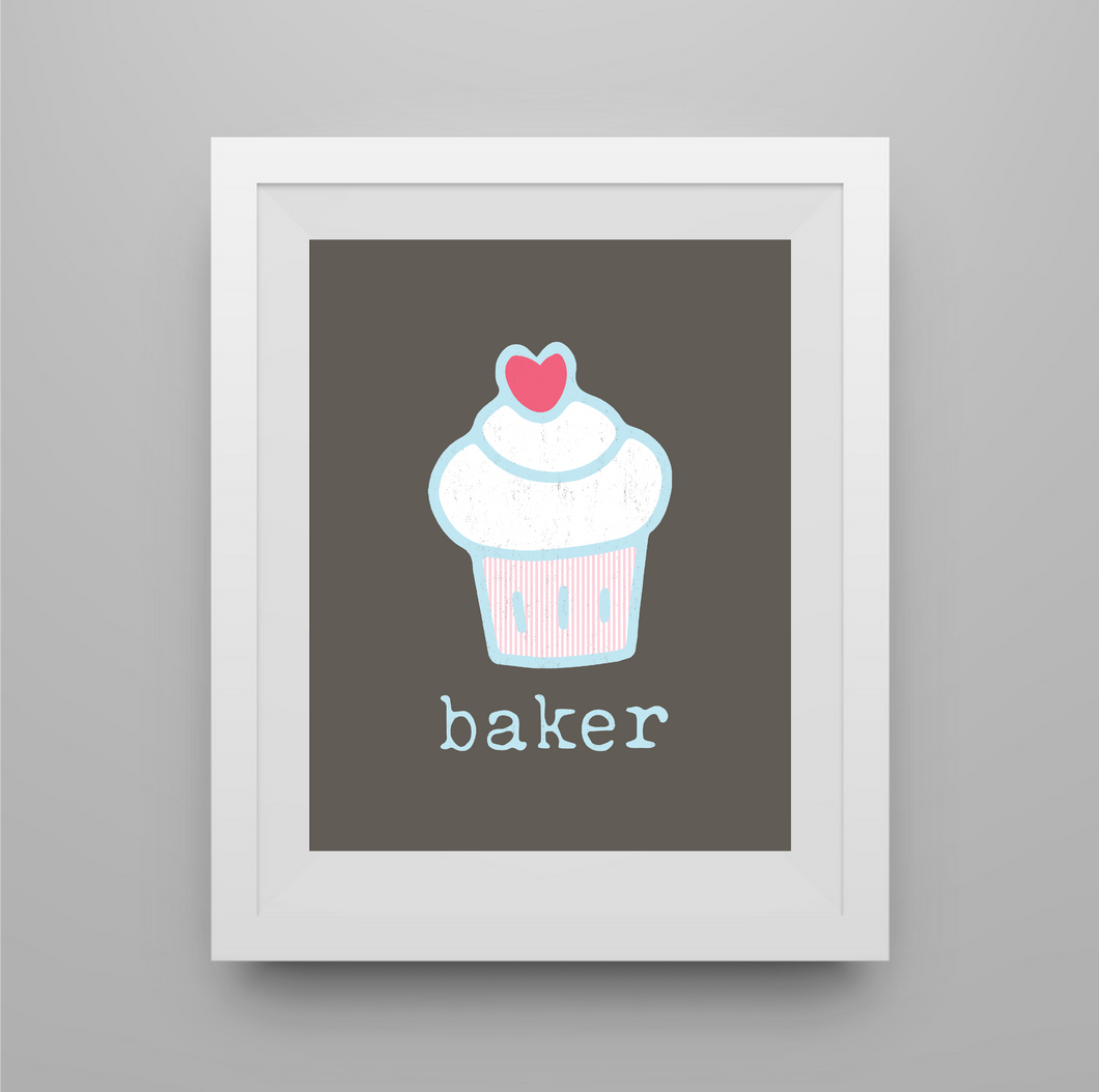 FREEBIE Cupcake Baker 8 x10 Digital Art Printable for Wall Art, Mood Board, Social Media, Personal Use