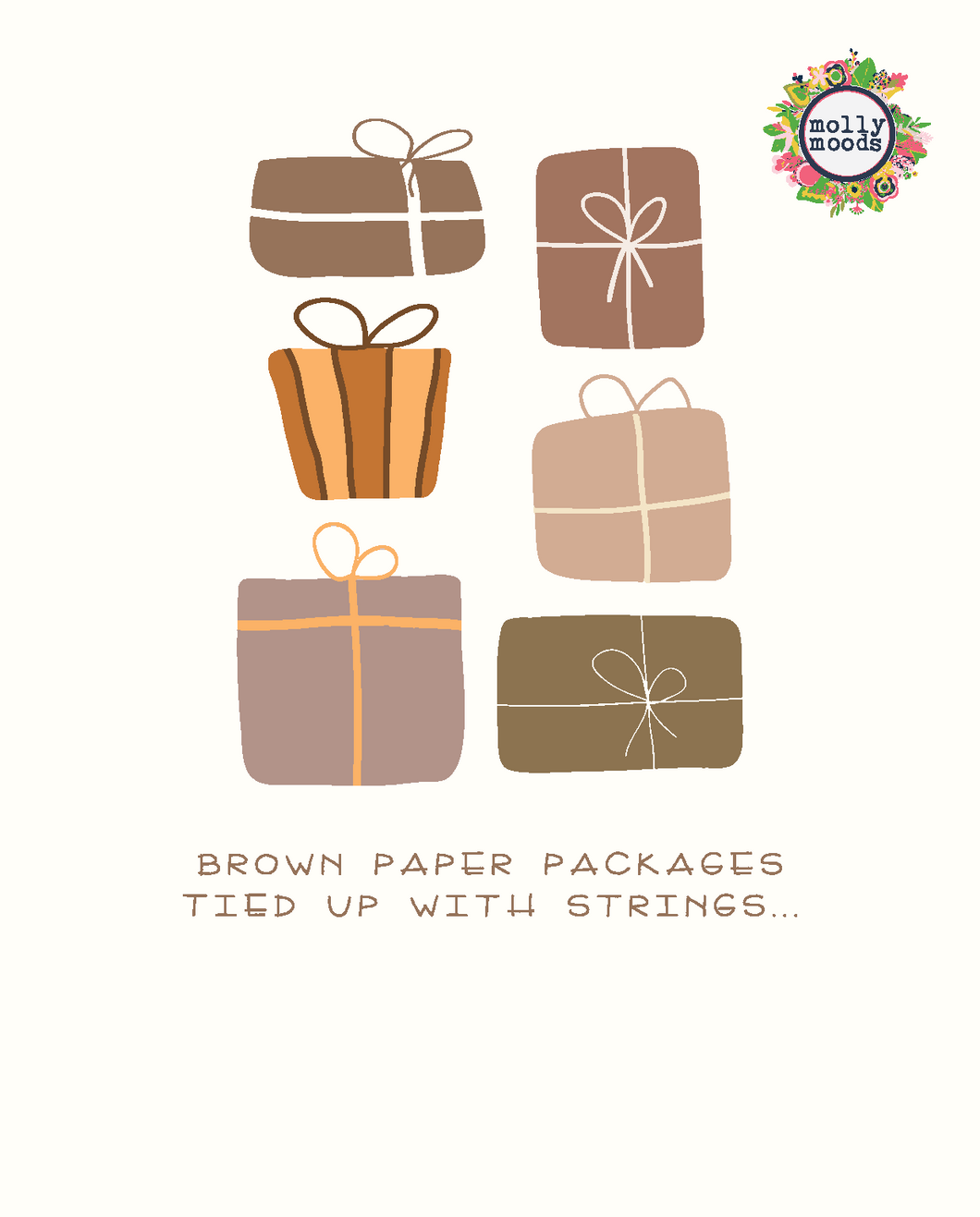 Brown Paper Packages Tied Up With String Fun Poster Printable For Musical Lovers, Minimal Art Lovers