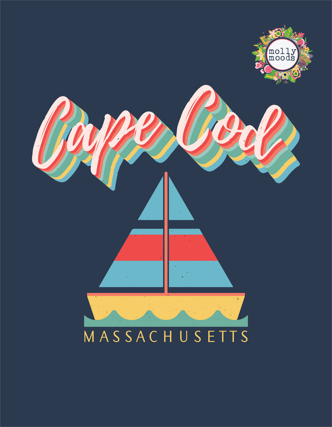 Cape Cod Sailboat Printable Wall Art Digital Download Cape Cod Summer