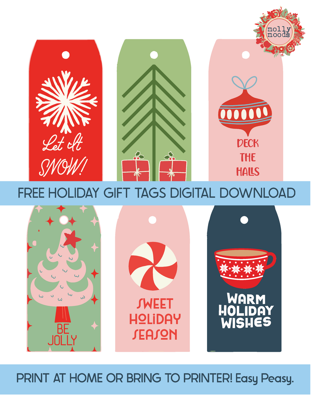 Whimsical Holiday Gift Tag FREEBIE Printable Digital Download – Molly Moods