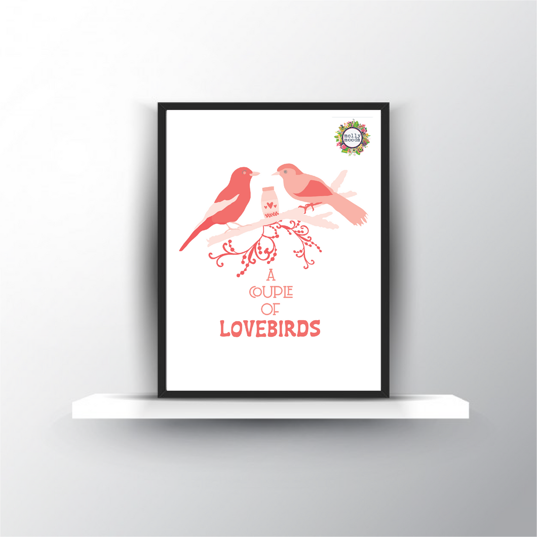 A Couple of Lovebirds Printable Digital Download Wall Decor Wedding Anniversary Gift