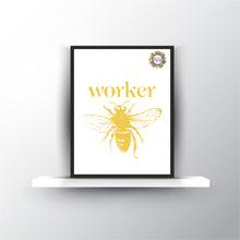 Load image into Gallery viewer, Worker Bee In Mustard Yellow Printable Digital Download Office Wall Art
