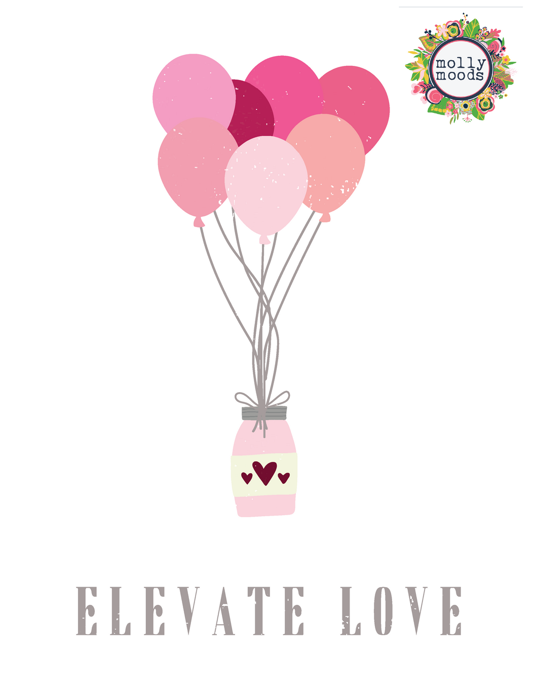 Elevate Love Balloons 8.5 x11 Digital Download Freebie Wall Art, Wedding, Anniversary