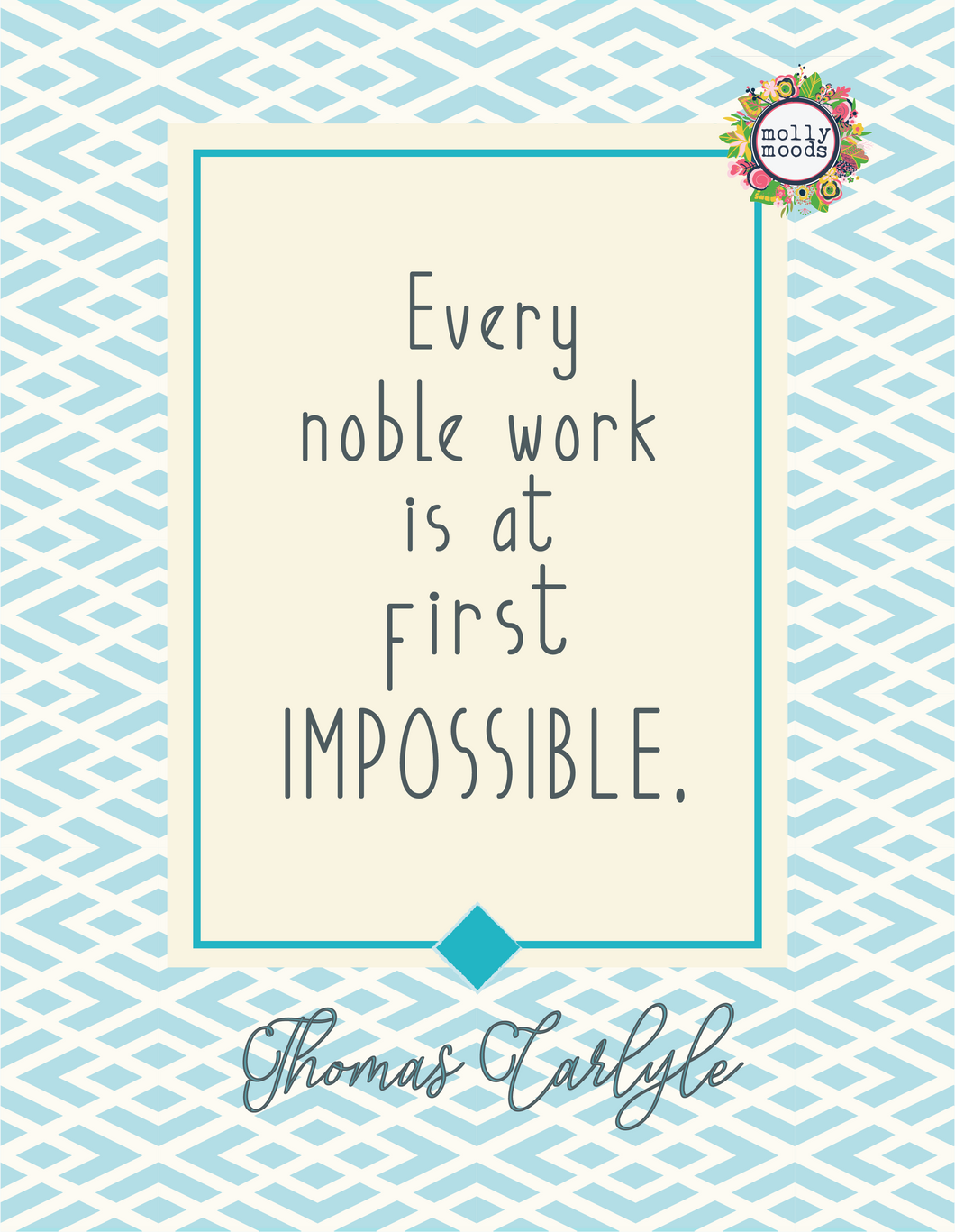 Every Noble Work Carlyle Quote Inspirational Wall Art Digital Download