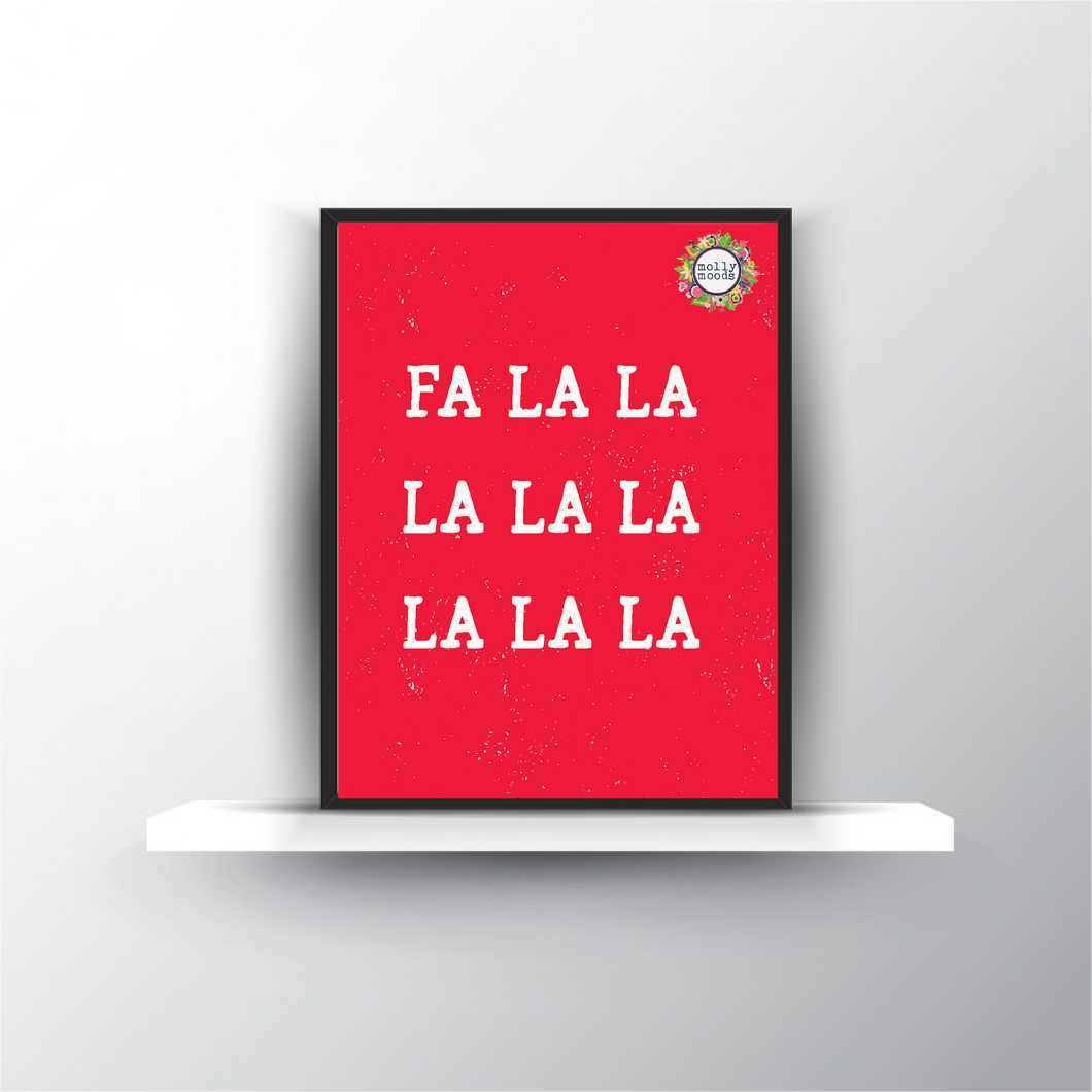 FA LA LA LA LA On Red Distressed Background Digital Download Printable