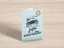 Load image into Gallery viewer, Just Married Vintage Car Couple Greeting Card Printable Digital Download
