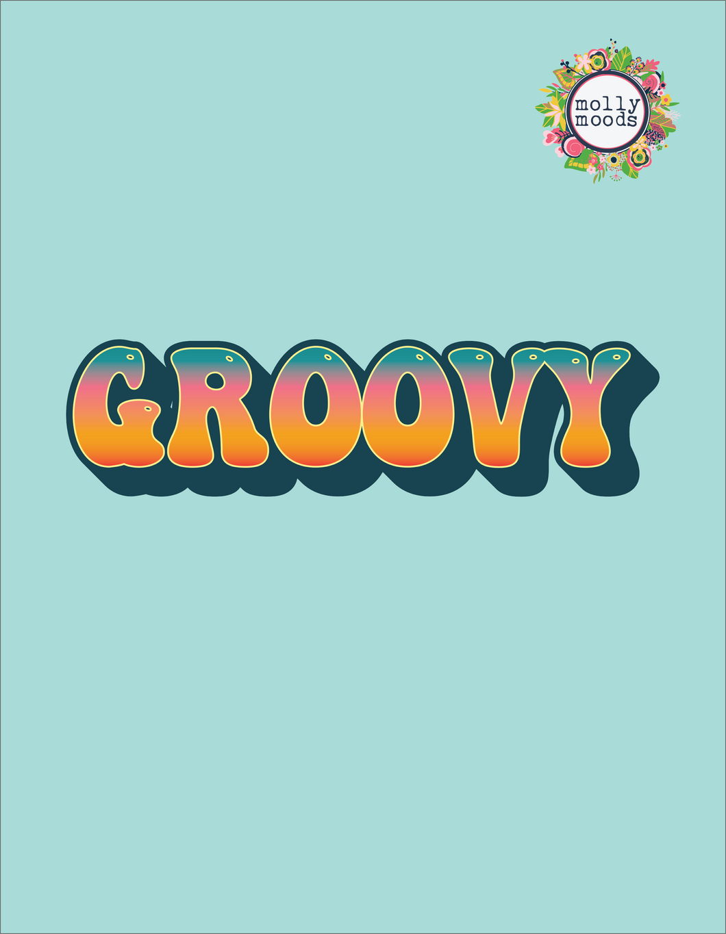 Groovy Retro Text Printable File Digital Download Cute Wall Are