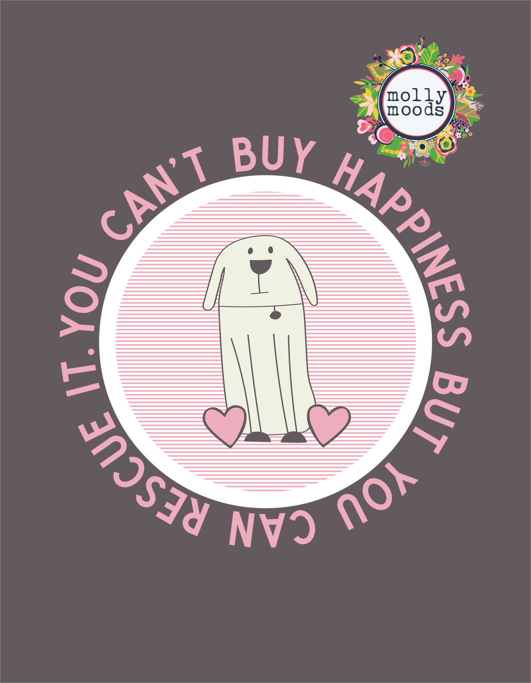 Rescue Dog Happiness Printable Wall Art Digital Download for Dog Lovers