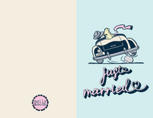 Load image into Gallery viewer, Just Married Vintage Car Couple Greeting Card Printable Digital Download
