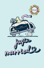 Load image into Gallery viewer, Just Married Vintage Car Couple Greeting Card Printable Digital Download
