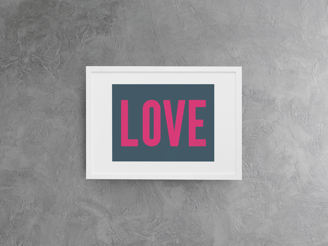 LOVE in Bold Distressed Text Printable Wall Art Digital Download