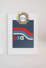 Load image into Gallery viewer, USA Retro Stripes, Printable Wall Art, Digital Design Celebrate America, Summer Olympics 2021
