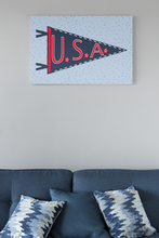 Load image into Gallery viewer, Vintage U.S.A. Pennant Printable Wall Art Digital Download Patriotic, Red White and Blue
