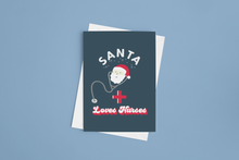 Load image into Gallery viewer, Santa Loves Nurses Greeting Card and 8.5x11 Poster FREEBIE Printable Download
