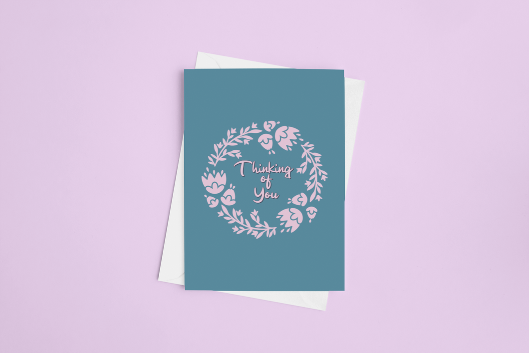 Thinking of You Floral Wreath FREE Printable Greeting Card Digital Download