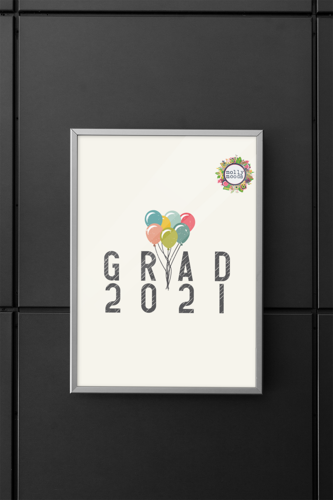 Grad 2021 With Balloons Printable Wall Art Digital Download for Graduates