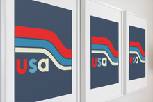 Load image into Gallery viewer, USA Retro Stripes, Printable Wall Art, Digital Design Celebrate America, Summer Olympics 2021
