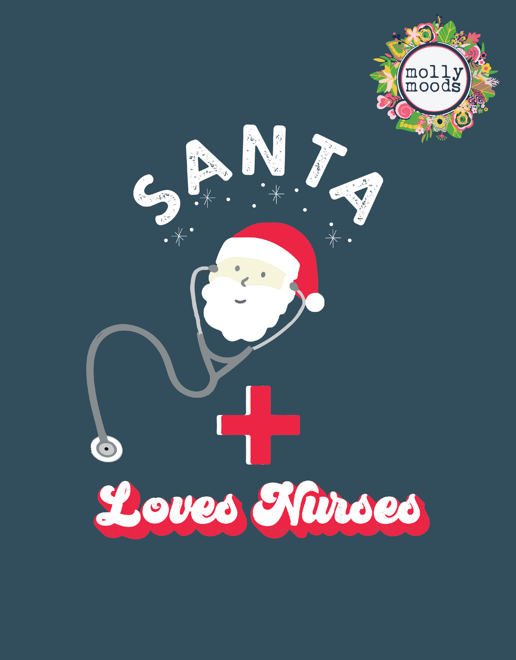 Santa Loves Nurses Greeting Card and 8.5x11 Poster FREEBIE Printable Download