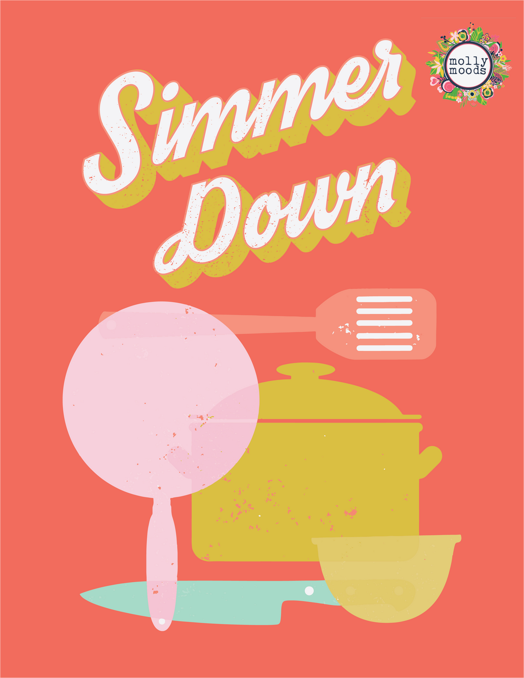 Simmer Down Cooking Utensils Digital Download Wall Art Printable for Cooks