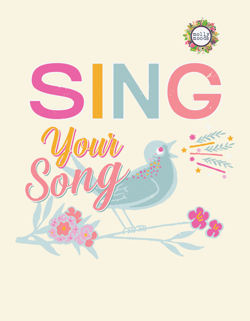 Sing Your Song Songbird Printable Wall Art Digital Download for Singers, Bird Lovers