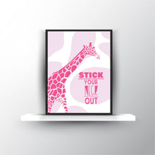 Load image into Gallery viewer, Stick Your Neck Out Pink Giraffe Printable Digital Download Gift for Animal Lover
