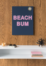 Load image into Gallery viewer, Beach Bum in Pink Text Digital Download Wall Art Printable File for Beach Lovers
