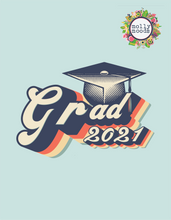 Load image into Gallery viewer, Vintage Grad Greeting Card for 2021 Graduates Printable Card Digital Download
