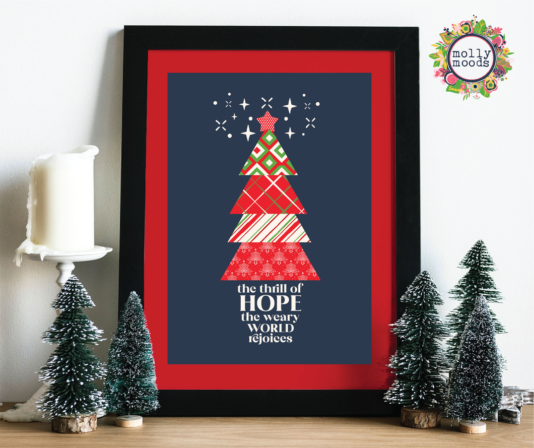 Weary World Rejoices Christmas Holiday Printable Digital Download Wall Art